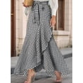 thumbnail image 2 of Women'S Casual Plaid Mermaid Maxi Skirt A Line Irregular Ruffle Hem Fishtail Long Skirt Black XXL, 2 of 5