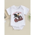 thumbnail image 2 of Bagilaanoe Newborn Baby Girl Boy Rompers Print Short Sleeve Bodysuits 3M 6M 12M Infant Casual One Piece Short Jumpsuit, 2 of 8