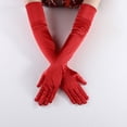 thumbnail image 2 of Nvzi Guantes de satén de estilo clásico para adultos, de longitud de ópera, de 21,7" (rojos), 2 of 5