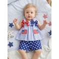 thumbnail image 6 of Loicainy Baby Toddler Girl 4th of July Clothes 3 6 12 18 24 Months 2T 3T Sleeveless Flag Patch Plaid Tank Tops Shorts Outfits Set, 6 of 9