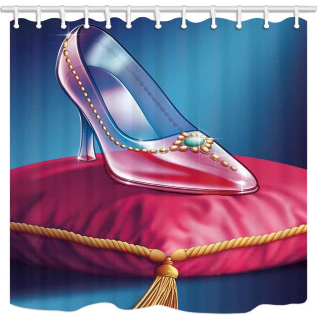 Zapatos de Cristal de Cuento de Hadas ABPHQTO con Gema Verde Sobre Cortina de Ducha de Baño de tela de poliéster de refuerzo Rojo 160x180 cm