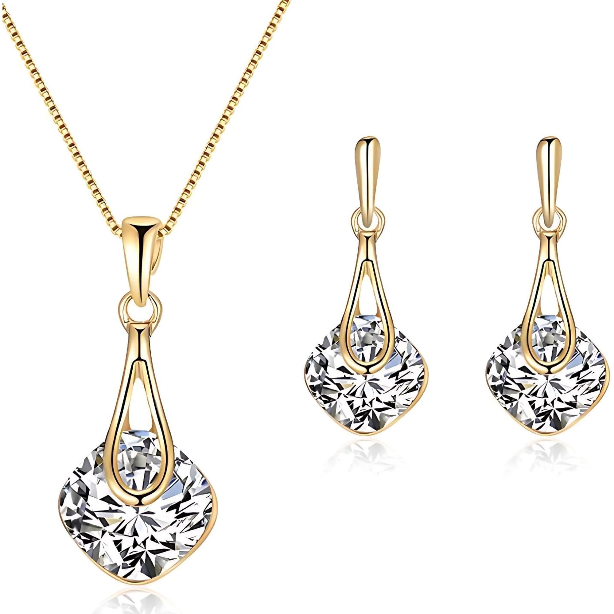 Zephyriana Personalized square jewelry set, electroplated glass necklace, earring set