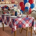 thumbnail image 4 of 4th of July Tablecloth 60x78 Inch Rectangular, Patriotic Red Buffalo Plaid Stars Independence Day Memorial Day Table Cover for Party Picnic Dinner Decor, 4 of 7