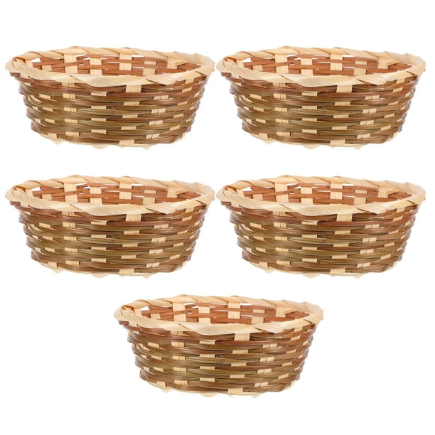ColoMX Cesta de bambú de 5 uds., cesta de almacenamiento para el hogar, cesta de almacenamiento de alimentos, cestas de frutas de escritorio