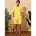 thumbnail image 2 of Unique Bargains Men's Polka Dots Hawaiian Short Sleeves Summer Shirts 2 Pieces Set XL Yellow, 2 of 6
