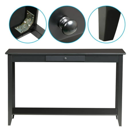 - Yaheetech 2-Tier Wood Hall Console Table with Drawer and Bottom Shelf 55Lb Capacity Black