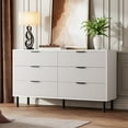 thumbnail image 6 of M optimized Fluted 6 Drawer Dresser, Wide Wood Double Dresser with Metal Legs and Handles, Modern Chest of Drawers with Anti-Tipping Design for Bedroom Living Room Hallway, 6 of 6