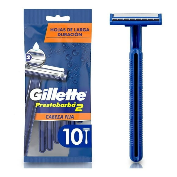 Rastrillo Gillette Prestobarba con 2 hojas y cabeza fija 10 pzas