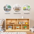 thumbnail image 4 of MEEYOO Solid Rubber Wood Kids Bookcase 43.3L", 2-Tier Toy Organizers and Storage Bins, Montessori Book Shelf for Kids Rooms, Playroom, Nursery, Classroom, Kindergarten, 4 of 8