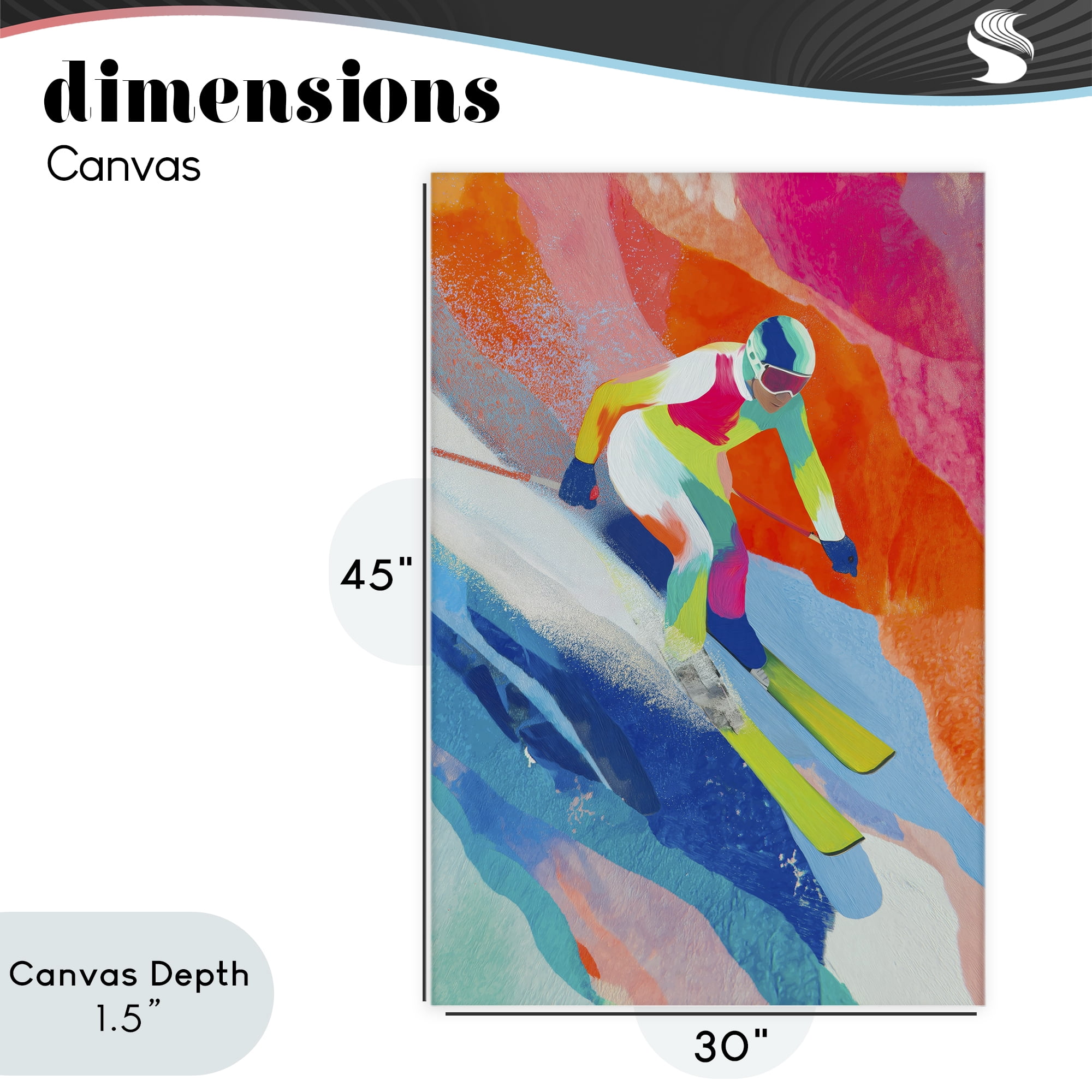 Stupell Industries Skiing Down Neon Slopes Canvas Wall Art, design by Chromatic Storm Studio