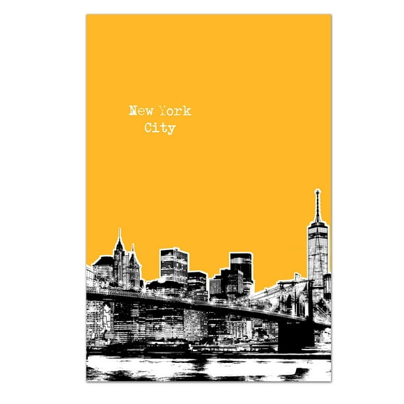 Renditions Gallery New York City Skyline Cityscape Giclee Print Poster, 24x36, Yellow