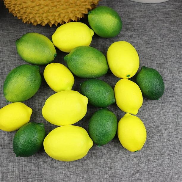 12 piezas amarillo y verde Artificial realista simulación limón fruta falsa para fiesta en casa decoración de Navidad