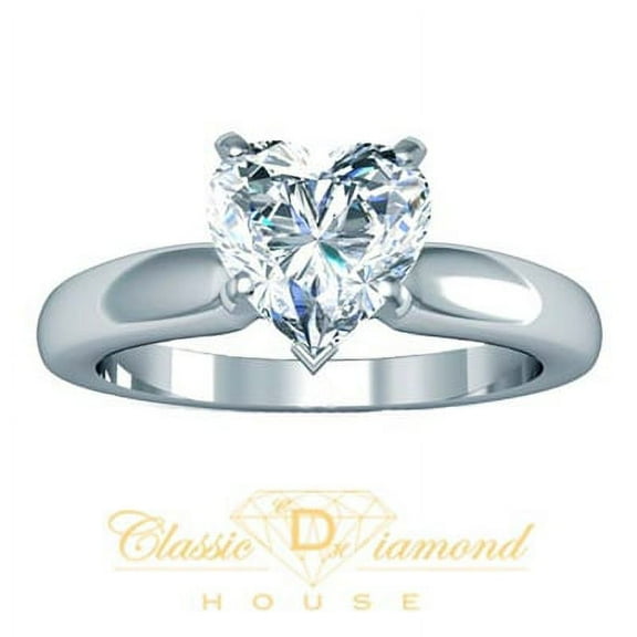 Fancy 1.01 Ct Luxurious Heart Cut Diamond Ring For Engagement Wedding Bridal Best Women's Gift In 14K White Gold