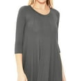 thumbnail image 4 of Women's Casual Loose Fit 3/4 Sleeve Round Neck Jersey Knit A-Line Comfy Solid Midi Dress, 4 of 4