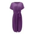 thumbnail image 5 of Vestido midi con cinturón y botones para mujer: estilo informal y fluido, tejido ligero, cinturón ajustable, apto para tres estaciones, 5 of 5