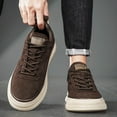 thumbnail image 3 of Platform Running Shoes foe Men Vintage Suede Flat Lace Up Skate Shoes Casual Non Slip Lightweight Sneakers Brown Size 8.5, 3 of 9