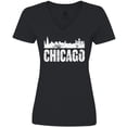 thumbnail image 3 of Inktastic Chicago Skyline Grunge Women's V-Neck T-Shirt, 3 of 5