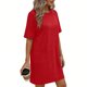 thumbnail image 2 of TaTaai Women's Solid Color Round Neck Short Sleeve Dress with Pockets Casual Fashion Comfortable Stretchy Fabric Midi Dress Soft Breathable for Spring Summer Daily Casual Wear Gift, 2 of 6