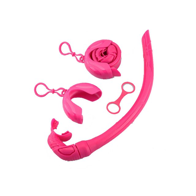 Soidarity Tubo de esnórquel plegable de silicona para hombres y mujeres, manguera de respiración húmeda enrollable portátil para natación y buceo, Deportes acuáticos Rosa roja Soidarity OD026674-05