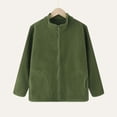 thumbnail image 2 of Unisex Kids Solid Color Fleece Coat, Long Sleeve Casual Outerwear With Side Pockets Loose Fashion Daily Jacket for Boys Girls All Season Wear Army Green 3-4 Years, 2 of 5