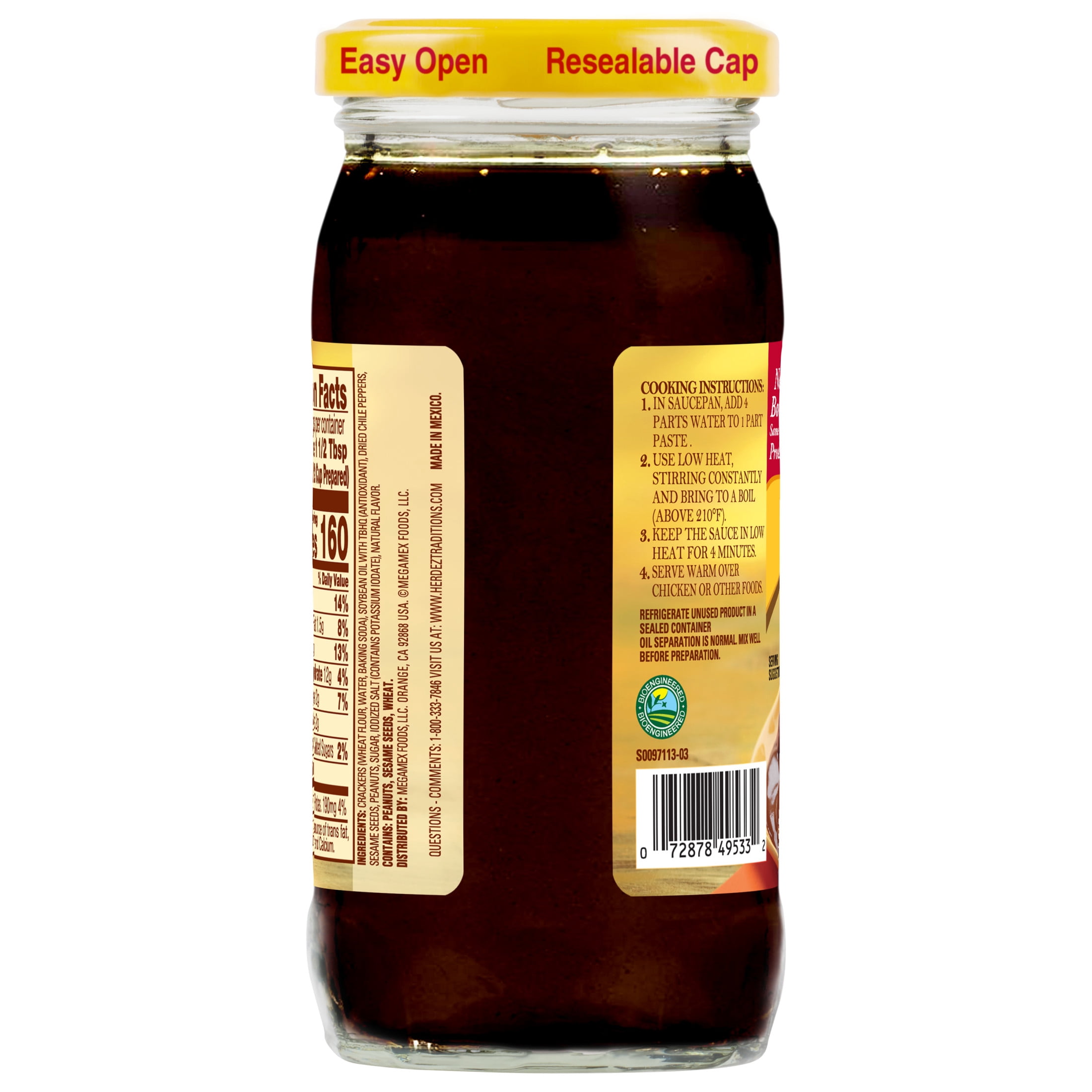 (4 pack) DOÑA MARÍA Adobo Mole, Cooking Sauces & Marinades, Shelf Stable, 8.25 oz Glass Jar