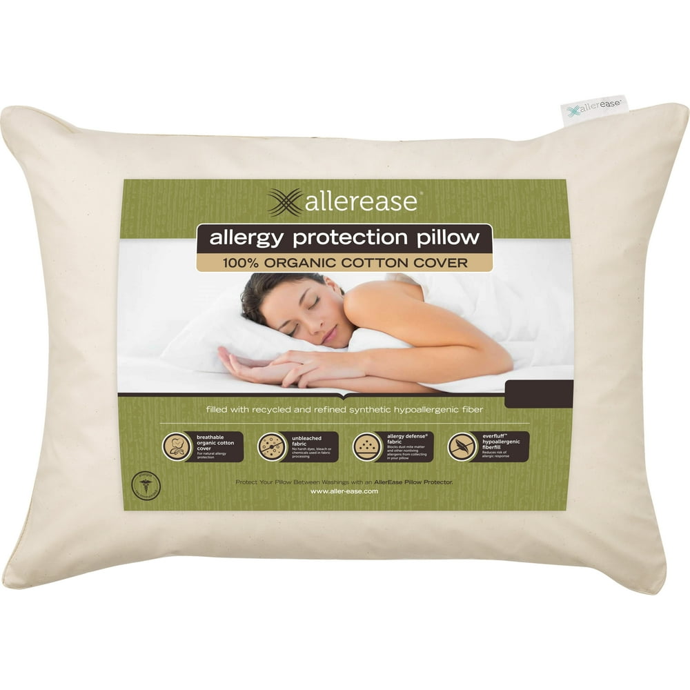 AllerEase Organic Cotton Cover Allergy Protection Pillow, Standard