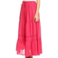 thumbnail image 4 of Sakkas Takara Maxi Broomstick Cascading Peasant Skirt with Elastic Waist - Fuchsia - OS, 4 of 5