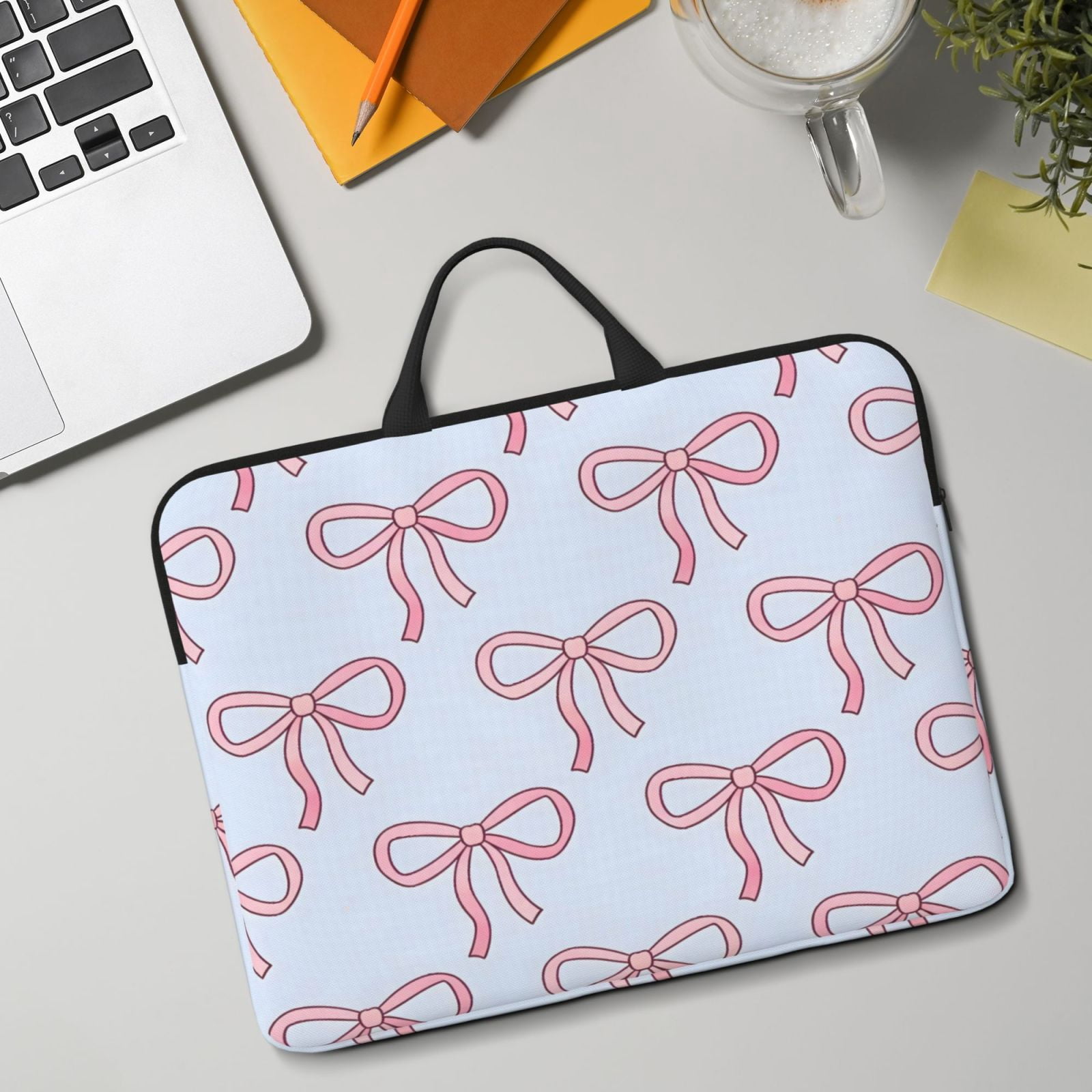 Laptop Sleeve Bag For Women Men 14inch Waterproof Durable Protective Computer Carrying Cover Handle Laptop Case Bag Pink Bow (2)