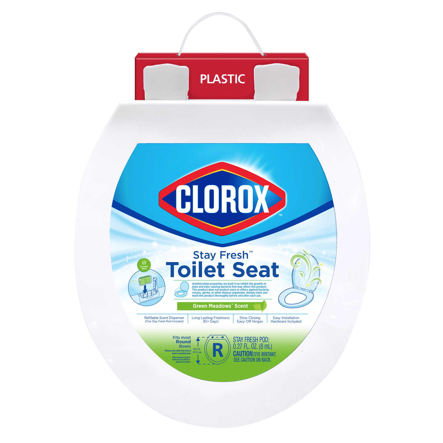 Clorox Antimicrobial Round Stay Fresh Scented Plastic Toilet Seat with Easy-off Hinges - image 2 of 11