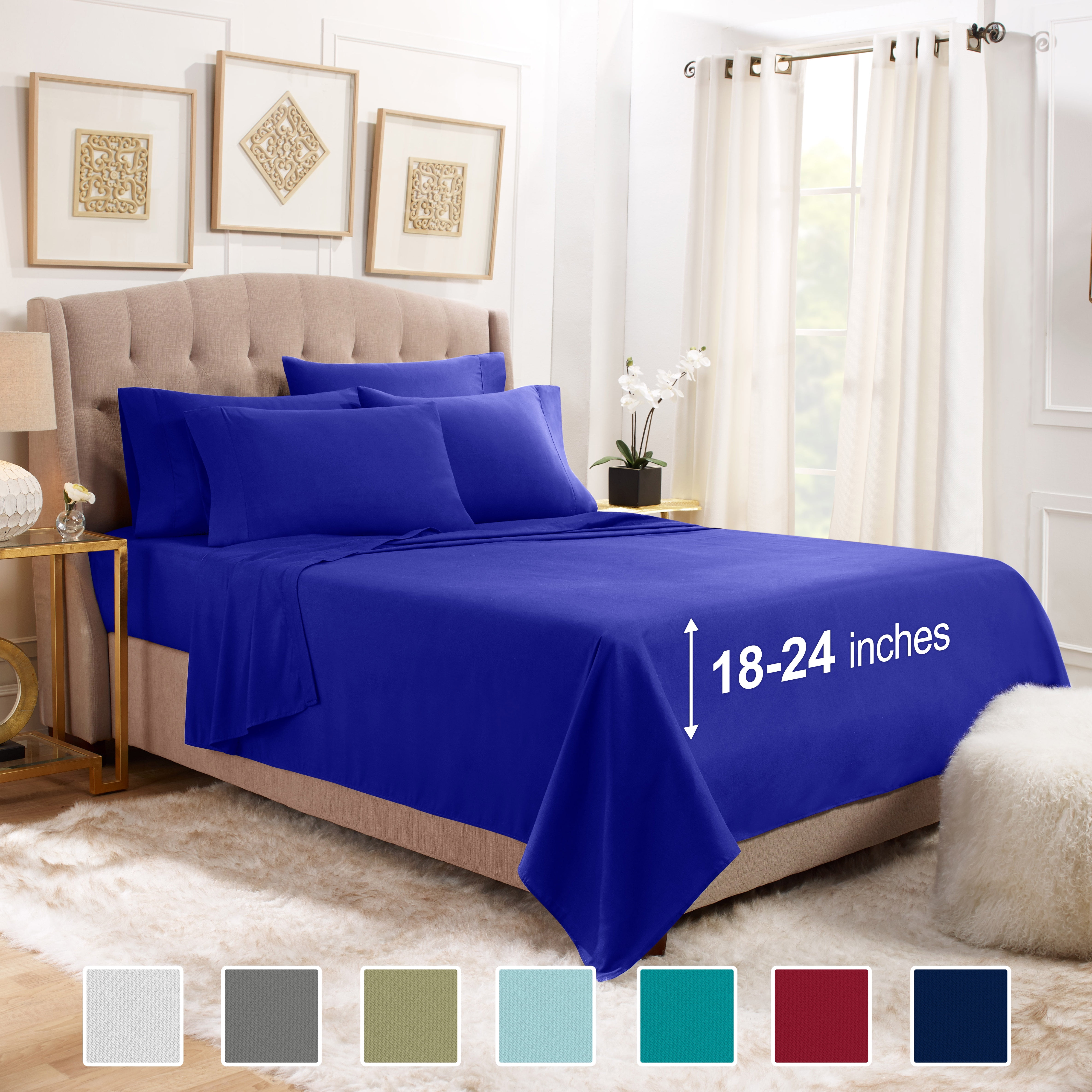 Empyrean Sheet Set (6pc), Microfiber 21" Deep Pocket Bed Sheet Set