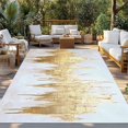 thumbnail image 2 of 3' x 5' Outdoor Rug, Abstract Gold Outdoor Washable Rug Large Floor Carpet, Modern Minimalist Art White Gray Ripple Non Shedding Area Rug for Outside Patio RV Porch Deck Balcony Camping Living Room, 2 of 9