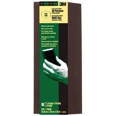 3M Extra-Large Single Angle All Purpose Sanding Sponge, 2.87 in x 8 in x 1 in, Medium grit, Open Stock