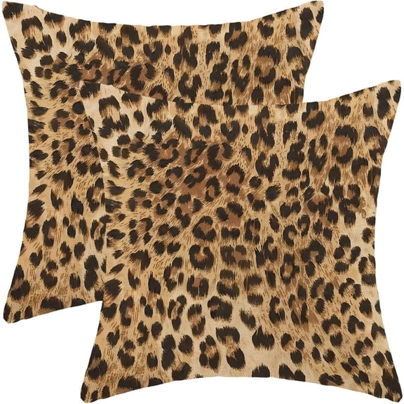 Polka Dot Cheetah Print Pillow Covers 18x18 Inch Set of 2, Leopard Print Decorative Throw Pillowcase Decorative Square Stripes Modern Outdoor Cushion Cover for Sofa Couch Living Room Bed Decor