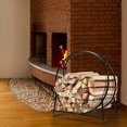 thumbnail image 3 of Panier à Bûches de Bois de 30 Pouces, Étagère de Rangement pour Bois de Foyer, Support Rond en Acier Robuste, Étagère Ronde pour Bois de Chauffage pour Foyer Intérieur et Extérieur, Noir, 3 of 9