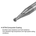 thumbnail image 4 of Uxcell 2 Pieces Ball Nose End Mills 1mm Radius Solid Carbide AlTiN Coated 2 Flutes HRC45 CNC Router Bits, 4 of 6