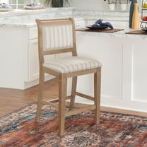 Linon Findley 26" Mid Back Indoor Wood Counter Stool, Graywash/Natural Stripe
