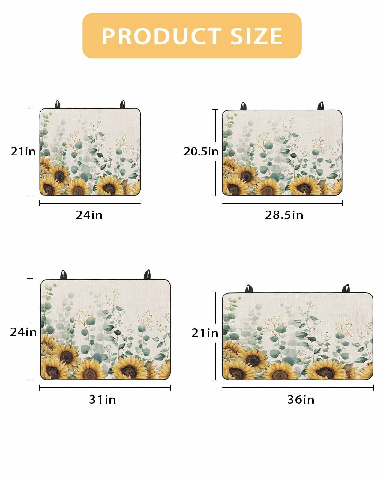 Large Induction Cooktop Protector Mat Sunflower Stove Top Covers for Electric Stove, Yellow Floral Pastoral Botanical Leaves Rustic Decorative Stove Burner Cover Mats, Glass Top Stove Cover