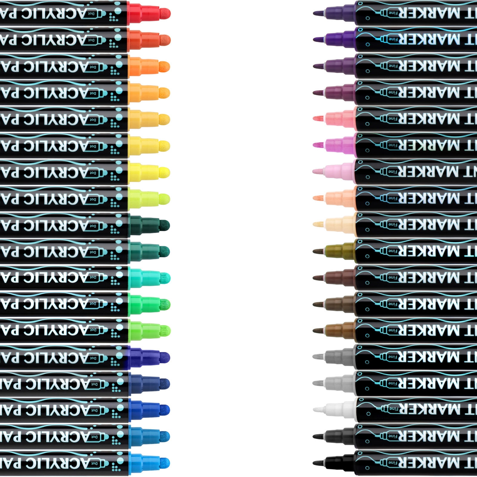 12/24/26/30 Colors Double Ended Acrylic Marker for Drawing on Paper Stone Rock Canvas Wood Glass DIY Cardmaking