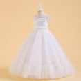 thumbnail image 3 of RXIRUCGD 2025 Vêtements d'Été pour Enfants Robe de Princesse Sans Manches Col Rond Couleur Unie Brodée Exquise Perles Robe de Soirée Robe de Banquet, 3 of 8