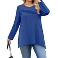 thumbnail image 4 of WellSize Plus Size Women Tunic Tops Casual Crew Neck Long Sleeve Blouses Dressy Pleated Fall Shirts, 4 of 9