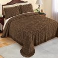 Collections Etc Camille Medallion Tufted Chenille Bedspread with Fringe