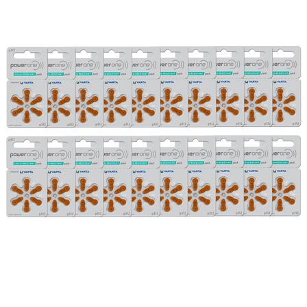 Power One Size 312 Hearing Aid Batteries 1.45V Mercury-Free (120 Batteries) - Expiration Date June 2028