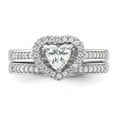 thumbnail image 6 of Auriga Fine Jewelry 925 Sterling Silver CZ Heart and Bands 2 Ring Set Size 8for Women, 6 of 6