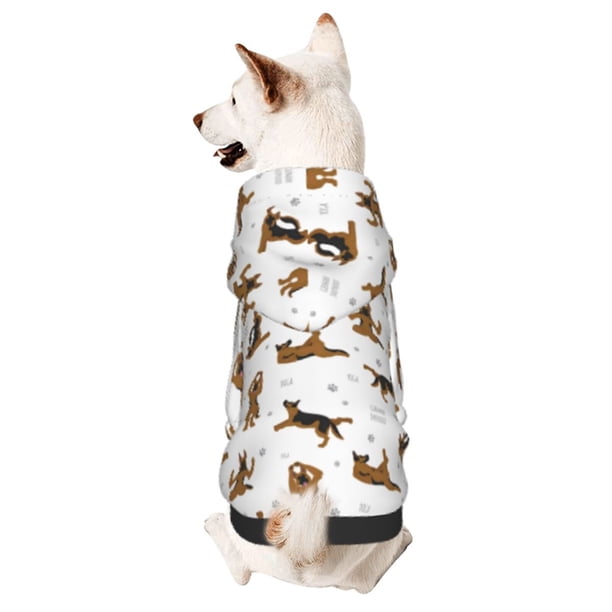 Fotbe German Shepherd Dog Sudadera con Estampado para Perros Pequeños – Suéter con Capucha para Mascotas, Tela Suave de Forro Polar con Bolsillo-Medium