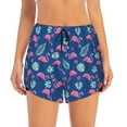 thumbnail image 2 of Xecao's Plants And Flamingos for a double-layer running short for women, perfect for gym, tennis, and more, featuring a convenient pocket., 2 of 9