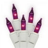 Vickerman 50 Purple Mini Light Set on White Wire, 16' Christmas Light Strand