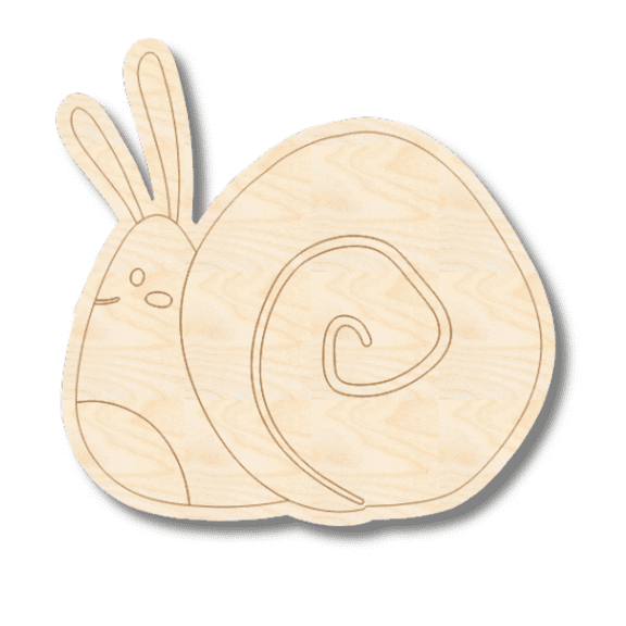Unfinished Wood Etched Snail Shape 6" / 1/4"