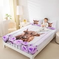 thumbnail image 4 of Feelyou Highland Cow Full Size Sheets, Dreamy Purple Rose Flower Bed Sheets, Rustic Animal Sheet Sets, Breathable Home Decor, 4pcs, 4 of 7