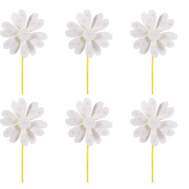 Shisuyan Children Graffiti Blank Windmill White 6Pcs 15.4X8.3X0.8In