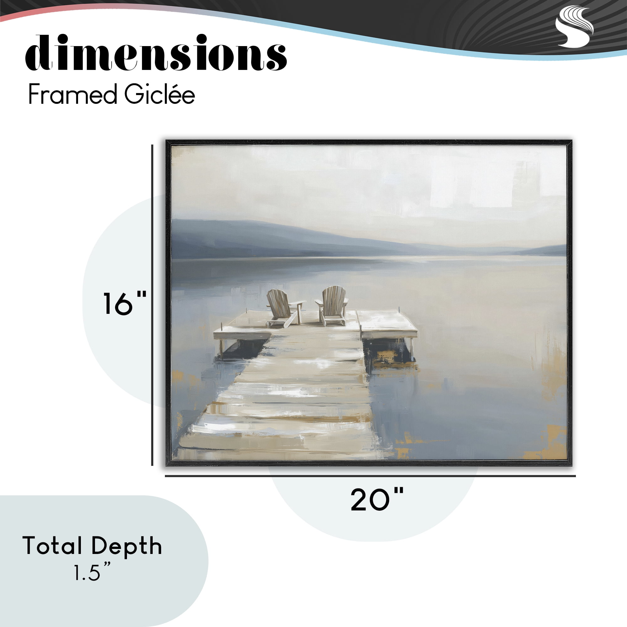 Stupell Industries Adirondack Chairs on Pier Black Framed Giclee Art, design by Kim Curinga